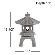 John Timberland Pagoda Statue Sculpture Asian Japanese Garden Decor Indoor Outdoor Front Porch Old Faux Stone Finish 16 1/2 Tall