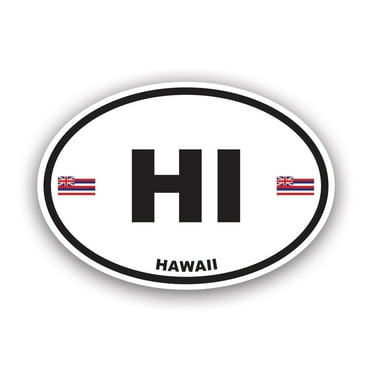 Hawaii Flag Oval Sticker Decal - Self Adhesive Vinyl - Weatherproof - Made in USA - hi euro