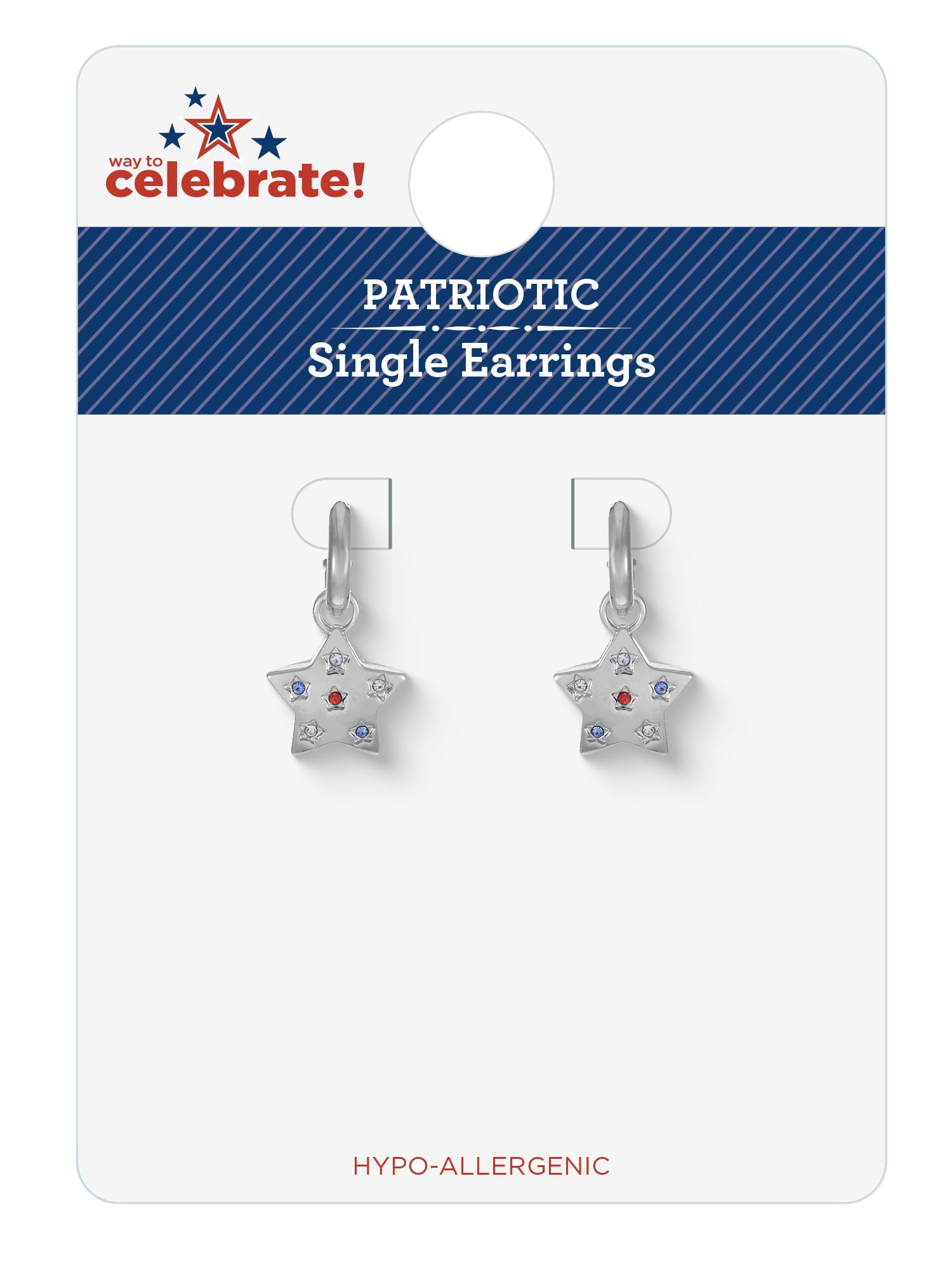 Way to Celebrate Americana Crystal Star Mini Hoop Earrings