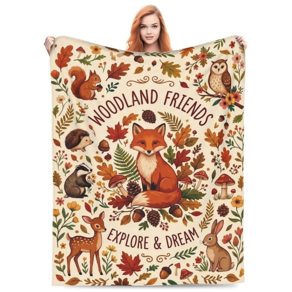 Fox Blanket Soft Flannel Throw Blanket for Couch Bed Home Decor