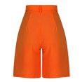 thumbnail image 5 of YYDGH Women Business Casual Button Dress Shorts High Waist Wide Leg Pleated Shorts Summer Solid Bermuda Shorts with Pockets Orange XL, 5 of 8