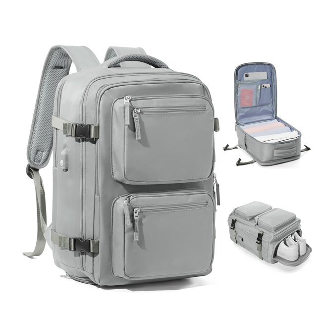 Mochila para ordenador portátil Bluterm para hombre y mujer, viajes de negocios, color gris