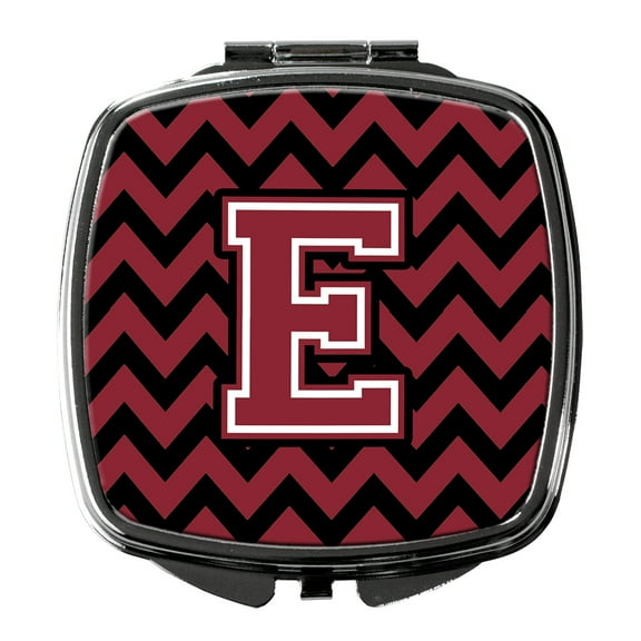 Letter E Chevron Garnet and Black Compact Mirror