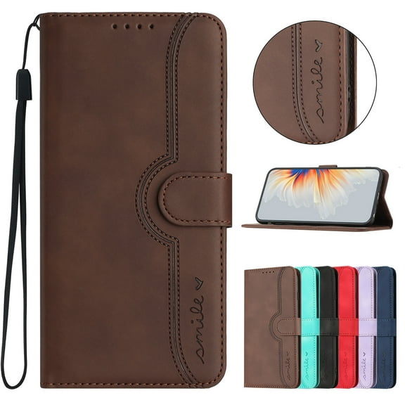 iPhone 16 Case Wallet for Women Men, Premium PU Leather Slim Fit Cards Holders Flip Cover Stand Anti-Scratch Shockproof Stylish Phone Case for Apple iPhone 16, Brown