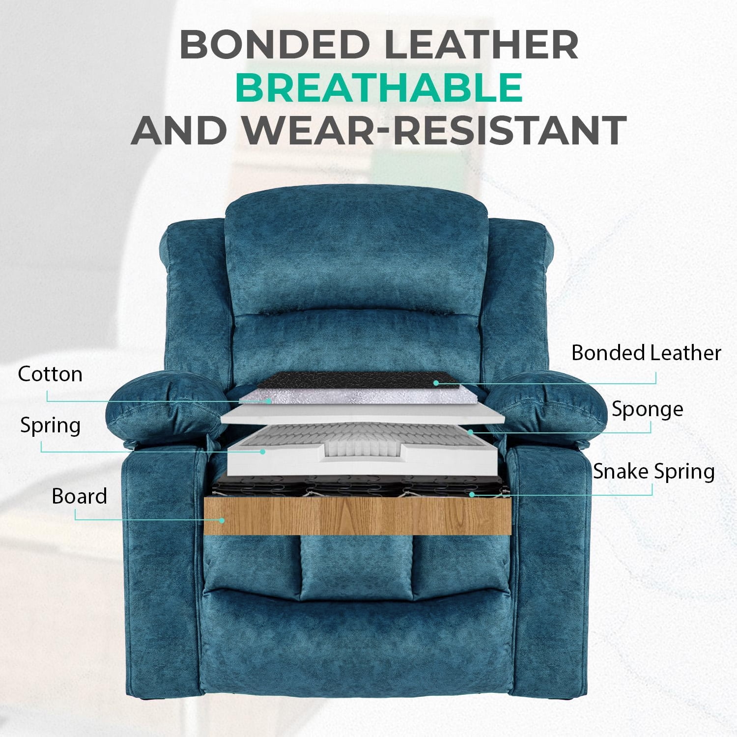 HOMYEDAMIC 23.6" Wide Recliner Chair, Rocker Swivel Recliner, Modern Ergonomic Single Sofa Chair with Foam Filling for Living Room Lounge, With Side Pocket