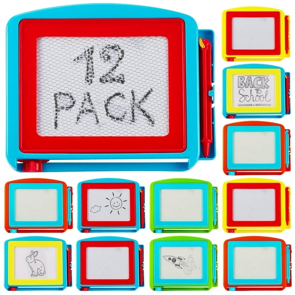Bedwina Magnetic Drawing Board for Kids - (Pack of 12) Erasable Doodle Sketch Tablet and Travel Drawing Pad for Kids Boys and Girls, Birthday Party Favors and Party Stocking Stuffers for Kids