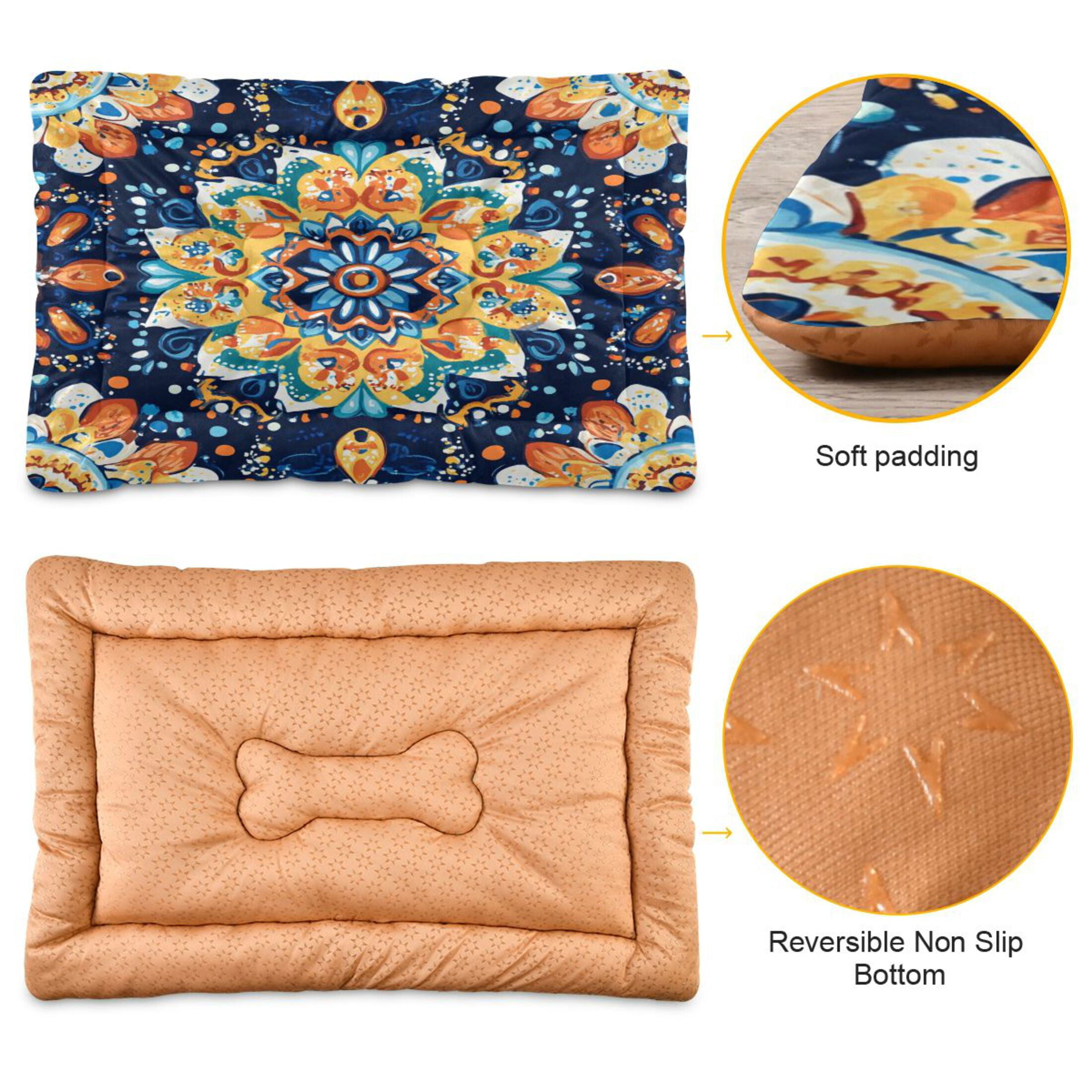 Qxltty Bohemian Style Pattern Ped Pad Wear-resistant and Hard to Bite Through Sleeping Pad for Small Medium Large Dogs Winter Pet Bed 36×24in