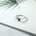 thumbnail image 3 of Gem Stone King 925 Sterling Silver Yellow Citrine and Blue Created Sapphire Bypass Ring for Women (0.75 Cttw, Gemstone November Birthstone, Round 4MM, Available in Size 5, 6, 7, 8, 9), 3 of 4