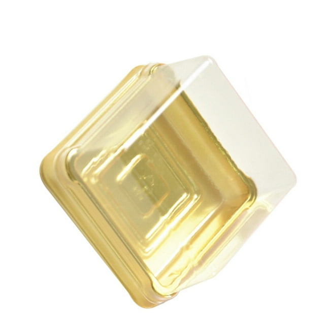 tamizeot Jooan''s Kitchen 50Pcs Square Cakes Box Clear Plastic Muffins Cups with Lids Golden 1Set