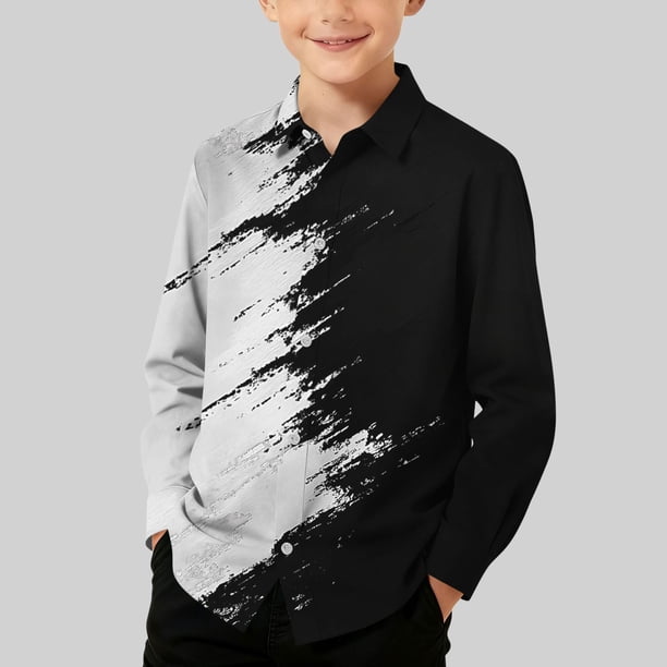 Blusa y camisa de manga larga con cuello vuelto Zhongda para niños, cárdigan de manga larga estampado, jersey, camisa base para niña, top de poliéster