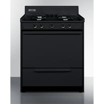 30" wide gas range in black, open burners
