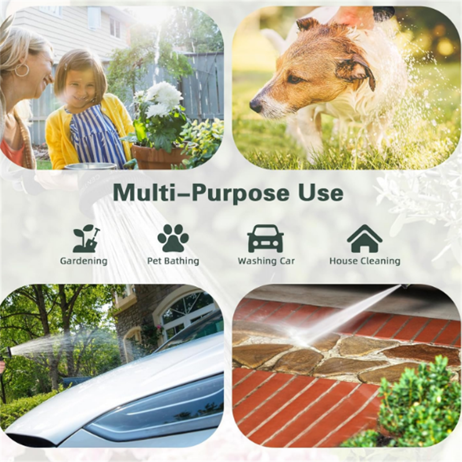 75FT EVA Coil Garden Hose With 3/4'' Brass Connector Coiled Water Hose Lightweight And No Kink Includes 7 Patterns Spray Nozzle For Outdoors Lawn Watering Car Washing