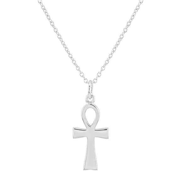 925 Sterling Silver Ankh Cross Necklace 20 Inch Cable Chain Unisex Gift