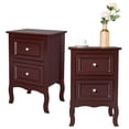 thumbnail image 4 of paproos Modern Bed Side Table Set of 2, Nightstand with with 2 Storage Drawers, Sofa Side Table for Living Room, Bedroom, Brown, 4 of 10