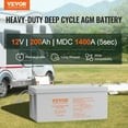thumbnail image 5 of VEVOR Rechargeable AGM Marine Battery, 12V 200 AH, Designed for RV Solar Marine Off-Grid Use, UPS Backup, with a Self-Discharge Rate, 1400A Current, 5 of 9