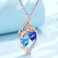 thumbnail image 3 of Taioiat Double Birthstone Necklaces for Women 18K Gold Plated Birthstone Rose Flower Jewelry Anniversary Valentines Day Mother's Day Birthday Gifts for Her Wife Girlfriend Mom, 3 of 7