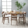 thumbnail image 2 of GDF Studio Dimick Mid Century Modern Fabric Upholstered Wood 5 Piece Dining Set, Walnut and Light Beige, 2 of 10