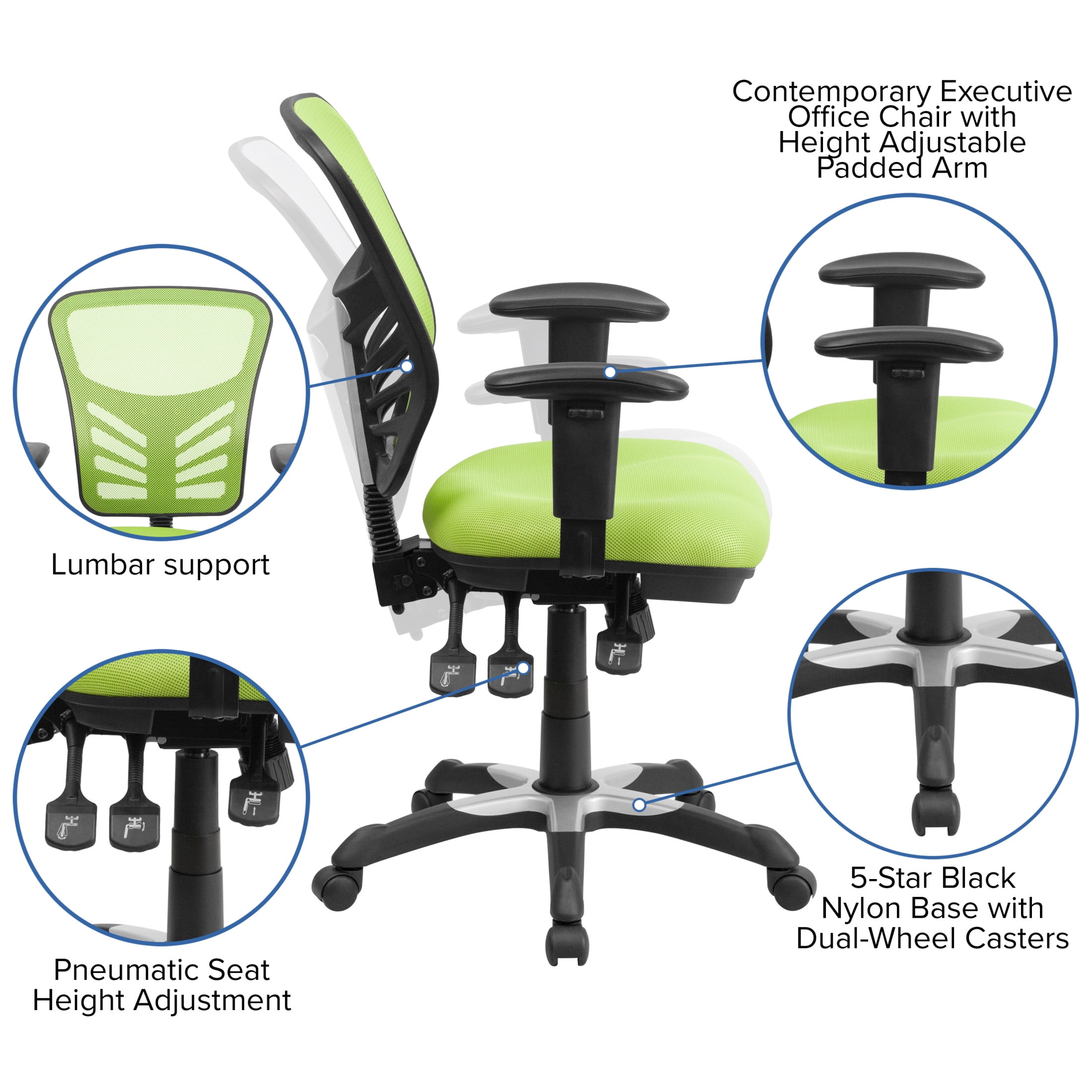 Flash Furniture Nicholas Ergonomic Mid-Back Swivel Office and Gaming Chair, Green
