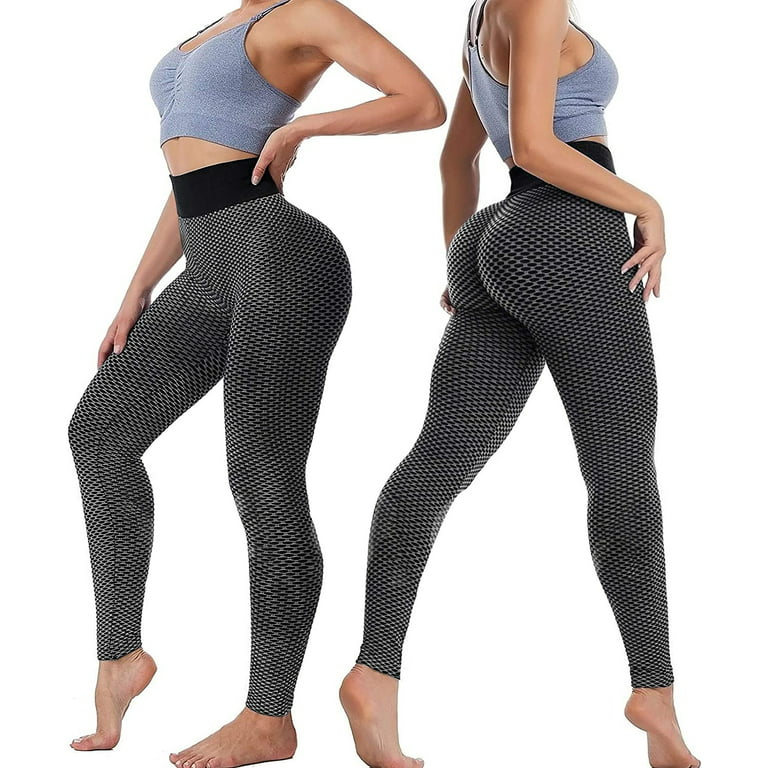 Women's High Waist Yoga Pants Tummy Control Workout Ruched Butt Lifting  Stretchy Leggings Textured Booty Tights 