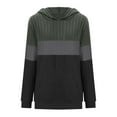 thumbnail image 5 of Womens Ribbed Hoodies with Pocket Colorblock Knit Sweater Casual Long Sleeve Drawstring Hooded Base Pullover Tops (2XL, Army Green), 5 of 5