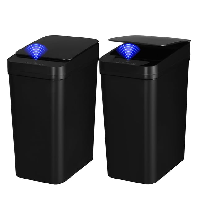 Bote de basura QSFWCSM Smart Touchless 11L/2.6 galones con tapa x2 negro