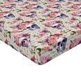 thumbnail image 4 of Ambesonne Skull Fitted Sheet, Skeleton Roses Lover Artwork, Queen Size, Eggshell Pink and Plum, 4 of 5