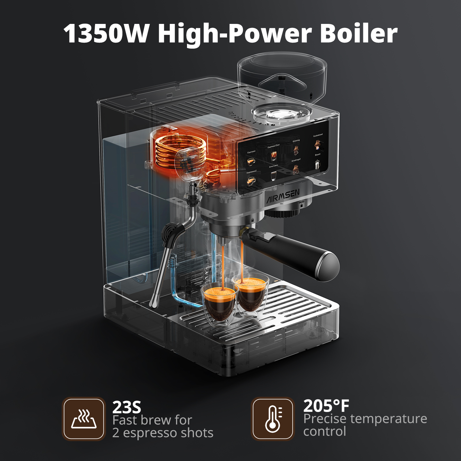 AIRMSEN Espresso Machine with Grinder photo 7