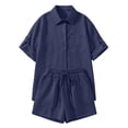 thumbnail image 5 of Short Sets for Women 2 Piece Set Button Up Shirts and Shorts Spring Clothes Cute Outfits, 5 of 5