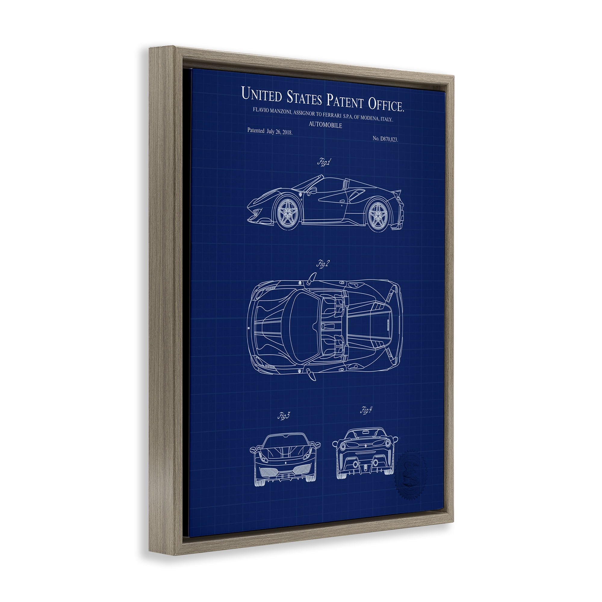 Stupell Industries Detailed Automobile Blueprint Transportation Painting Brown Floater Framed Art Print Wall Art, 17 x 21