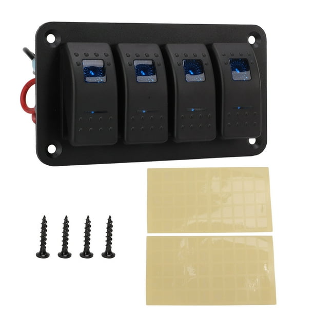 Panel de interruptores basculantes de 4 posiciones con múltiples protecciones, retroiluminación LED azul, IP65, resistente al agua para 12-Vehículos de 24 V Embarcaciones SUV Camiones
