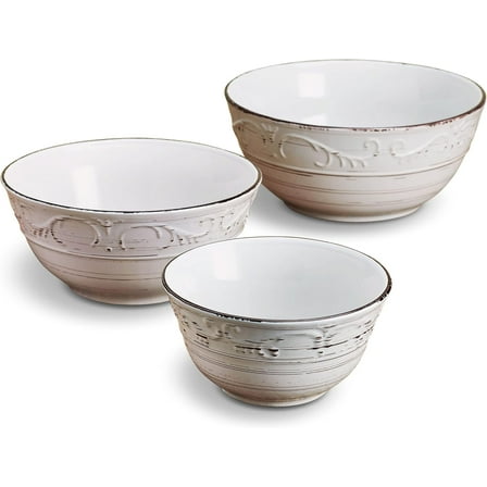 Trellis Serving Bowls, Set of 3, White