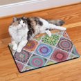 thumbnail image 2 of Boho Retro Floral Pet Feeding Mat-Abstract Art Pattern Absorbent Pet Placemat for Food and Water Bowl, with Waterproof Rubber Backing, Quick Dry Water Dispenser Mat for Dog and Cat (12"x20"), 2 of 7