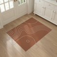 thumbnail image 3 of ODIKA 3'x5' Coral Red Minimal Curvature Design Washable Accent Rug Mid Century Modern Abstract Arch Pattern Pet Friendly, Non-Shedding Mat for Bedside, Nursery Room, 3 of 7