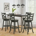 thumbnail image 2 of Costway Swivel Bar Stools Set of 4 Bar Height Chairs with Hollow Back  Soft-padded Seat Grey, 2 of 8