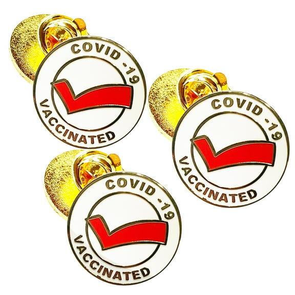 3 Vaccinated COVID-19 Coronavirus enamel Lapel Pin - Covid19 Badge tag id record gold plated lapel cdc pin - Brooch Vaccinated memorial got vaccine usa for bag shirt - medical alert symbol cdc vaccine