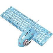 Basaltech Mechanical Gaming Keyboard and Mouse Combo, Retro Steampunk Vintage Typewriter-Style Keyboard with LED