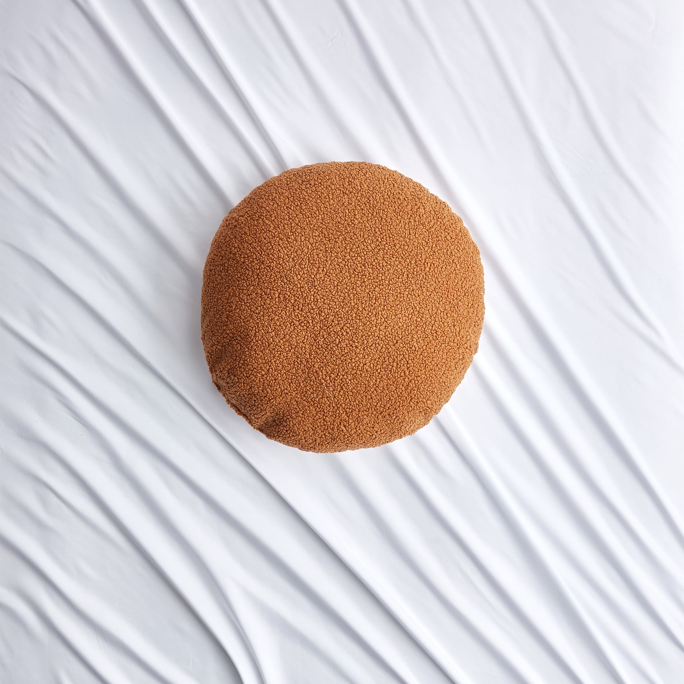 (3 pack) Mainstays Teddy 21" Round Caramel Faux Fur Decorative Pillow