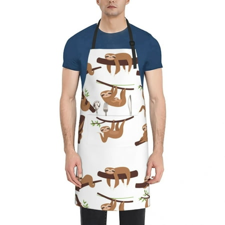 

Adjustable Pocket Sloth On Branch Cute Little Child Women s Apron Men s Waterproof Apron Kitchen Chef Cooking Barbecue