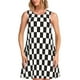 thumbnail image 1 of Balery Black and White Checkerboard Vestidos de verano para mujer con estampado: vestido holgado sin mangas, vestido playero informal y cómodo para días calurosos., 1 of 7