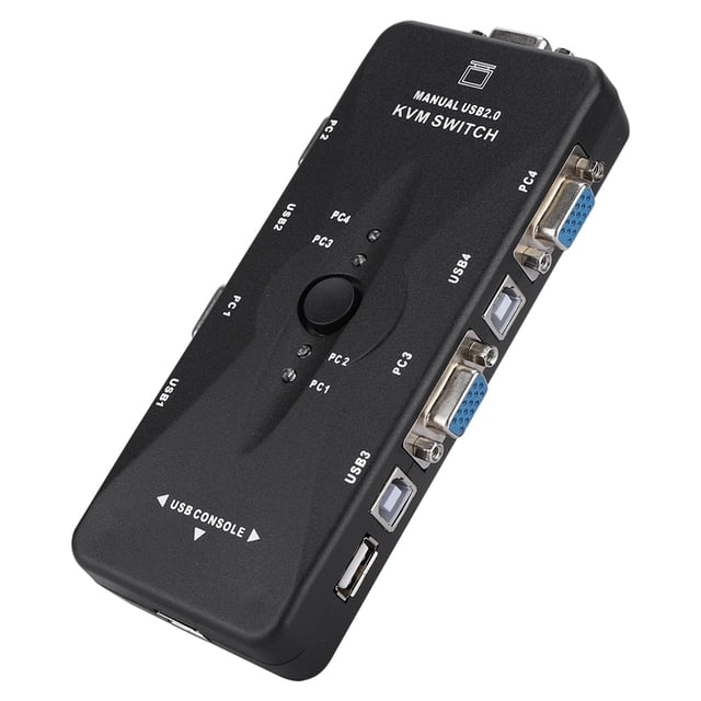 Adaptador De Monitor 4 Puertos USB 2.0 KVM VGA/SVGA Hub Computadora