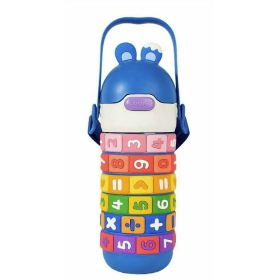 BLUE 15 ounce Kids Insulated Water Bottle with Math Widgets