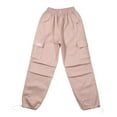 thumbnail image 3 of Gyexs Girls Cargo Pants Size 10-12 Hop Drawstring Pants Heart Embroidered Denim Pants High Waist Parachute Pants Teen Girl Trendy Clothes Pink 11-12 Years, 3 of 7