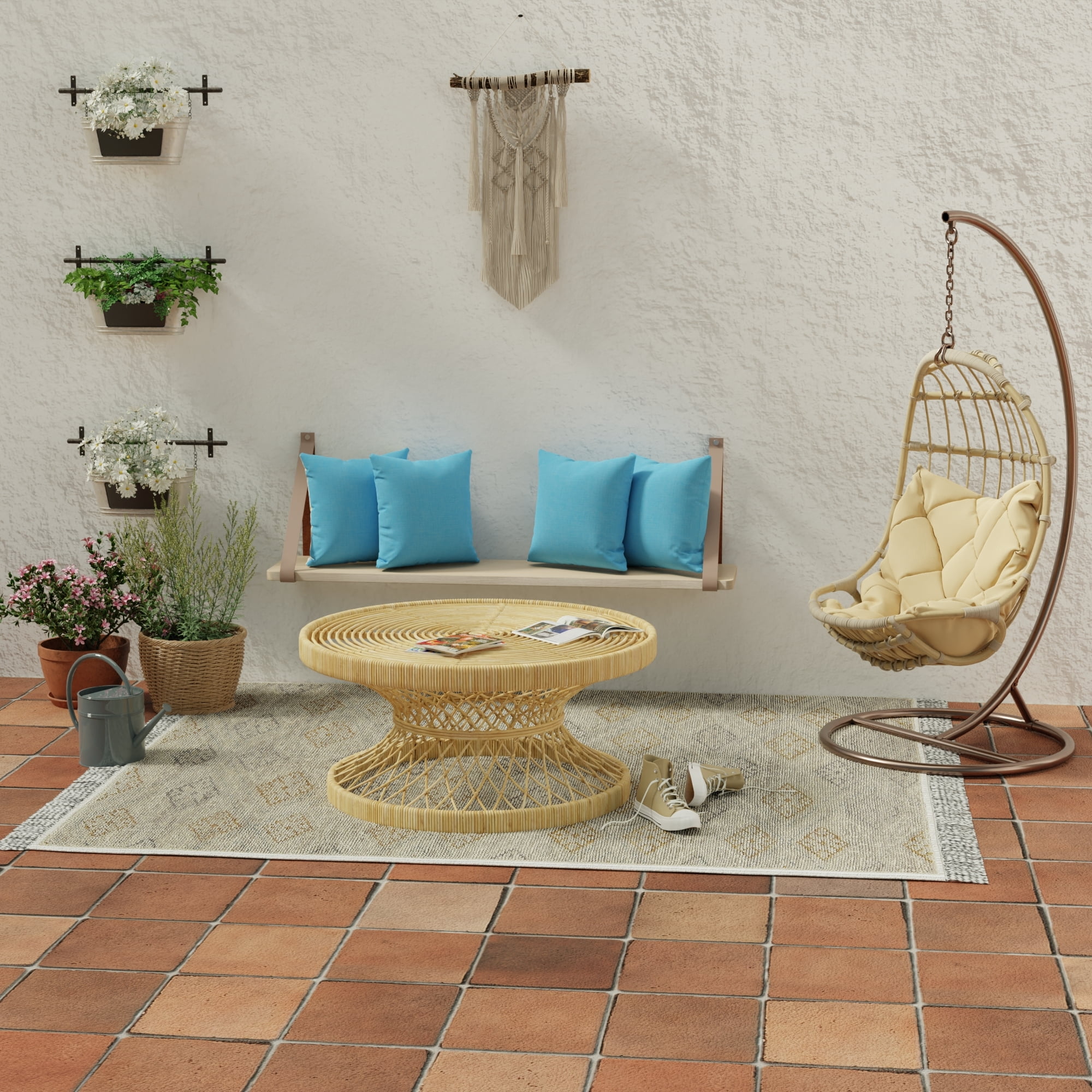Jordan Manufacturing 16" x 16" Celosia Ice Blue Crosshatch Square Outdoor Throw Pillow (2 Pack)