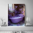 thumbnail image 2 of Mudket Rustic Purple Lavender Bathtub Canvas Wall Art, Farmhouse Bathroom Floral Wall Decor, Butterfly and Flower Pictures for Bathroom, Framed Ready to Hang Wall Art - 12"L x 8"W, 2 of 10