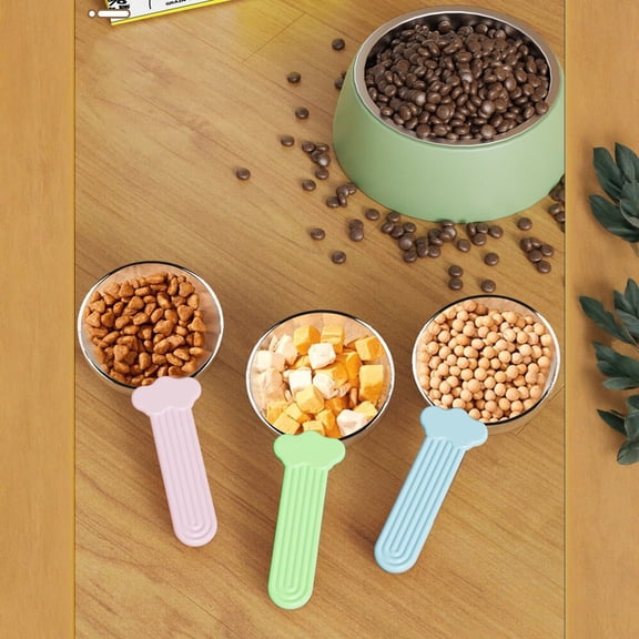 Dog Food Measuring Cup, Food Measuring Cups Portion, Large Measuring CupwithHandle, Measuring Spoon, Portion, Clear Plastic Body, 4inDiameter, Blue Cloud Grip, Cat Kibble