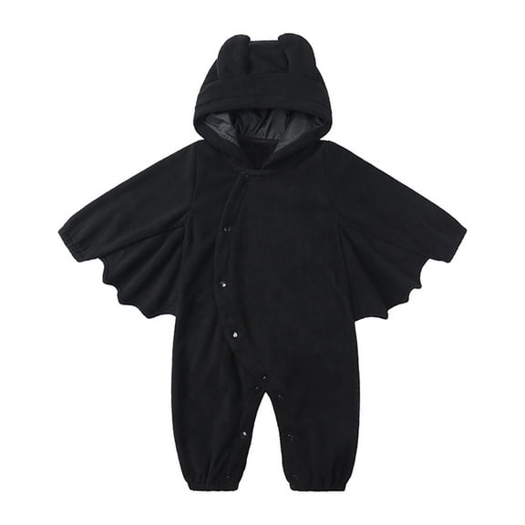 bbymog Halloween Baby Boy Romper Fashin Bat Hooded Long Sleeve Rompers for Girls Baby Clothes Black B 90