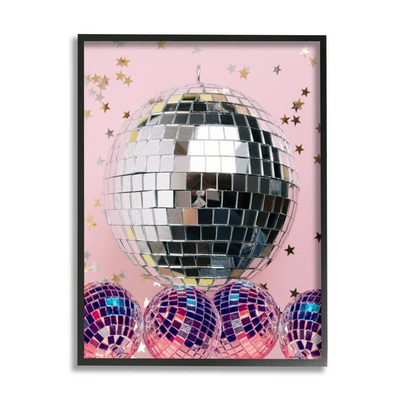 Stupell Industries Gleaming Disco Balls Literature & Flim Photography Black Framed Art Print Wall Art, 11 x 14