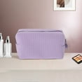 thumbnail image 5 of Unique Bargains 1 Pc Striped Pattern Makeup Bag for Travel Purple Seersucker, 5 of 6