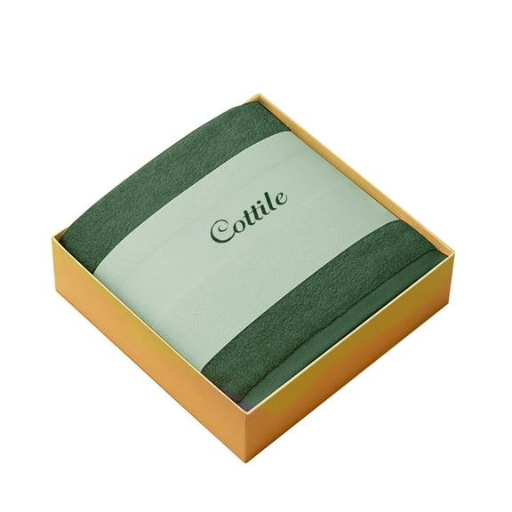 Cottile Luxury Bath Towel Set, Forest Green, Gift Box Package