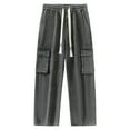 thumbnail image 4 of JLFKNG Men's Casual Pants Oversized Cargo Pants With Pockets Wide Leg Solid Color Streetwear Loose Fit Pants With Elastic Waist Design Comfy Mens Clothes, 4 of 7